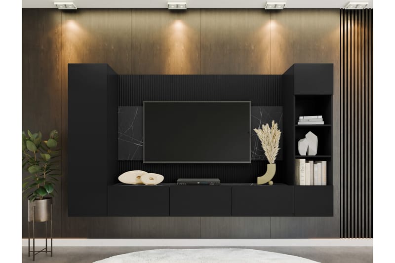 Bernice Tv-Kaappi 260x38 cm - Musta - Huonekalut - TV- & Mediakalusteet - TV-kaappi