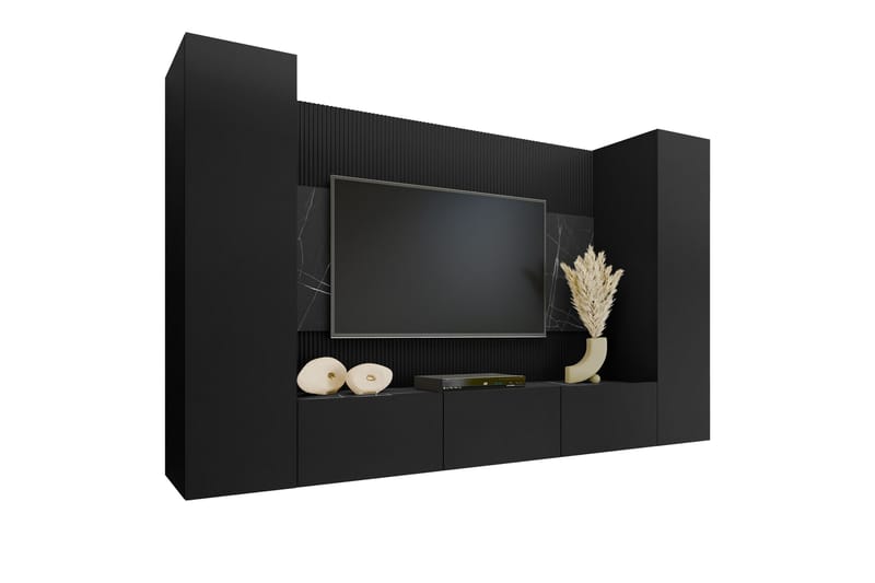Bernice Tv-Kaappi 260x38 cm - Musta - Huonekalut - TV- & Mediakalusteet - TV-kaappi