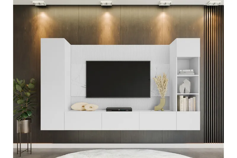 Bernice Tv-Kaappi 260x38 cm - Valkoinen - Huonekalut - TV- & Mediakalusteet - TV-kalustepaketti