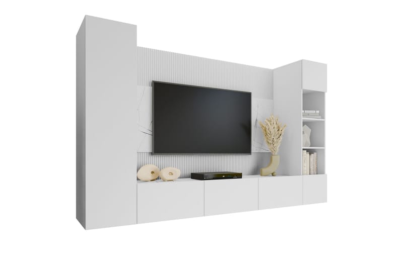 Bernice Tv-Kaappi 260x38 cm - Valkoinen - Huonekalut - TV- & Mediakalusteet - TV-kaappi