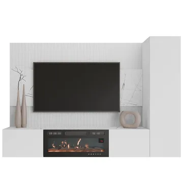 Bernice TV-seinäkaappi 220 cm, sähkötakka lämmitystoiminnolla ja LED-valaistuksella