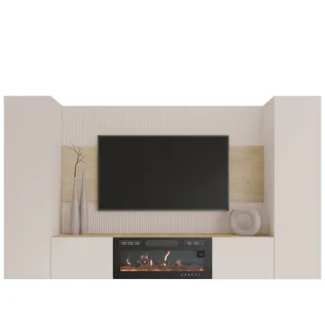 Bernice TV-seinäkaappi 260 cm, sähkötakka lämmitystoiminnolla ja LED-valaistuksella