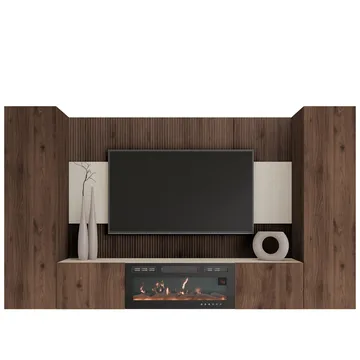 Bernice TV-seinäkaappi 260 cm, sähkötakka lämmitystoiminnolla ja LED-valaistuksella