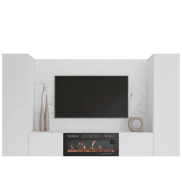 Bernice TV-seinäkaappi 260 cm, sähkötakka lämmitystoiminnolla ja LED-valaistuksella