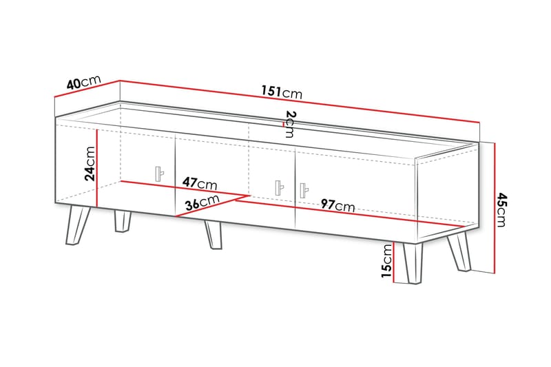 Betsi Tv-Taso 151x40 cm - Huonekalut - TV- & Mediakalusteet - Tv taso & Mediataso