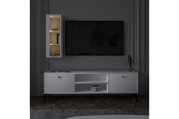 Bien lattialla seisova tv-taso 150 cm säilytystilalla maalattua puuta - Valkoinen - Huonekalut - TV- & Mediakalusteet - Tv taso & Mediataso