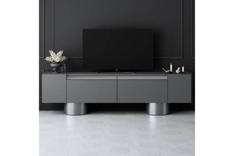 Boheemi TV-taso 180 cm - Hopea/Antrasiitti - Huonekalut - TV- & Mediakalusteet - Tv taso & Mediataso