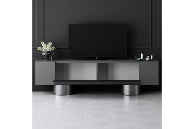 Boheemi TV-taso 180 cm - Hopea/Antrasiitti - Huonekalut - TV- & Mediakalusteet - Tv taso & Mediataso