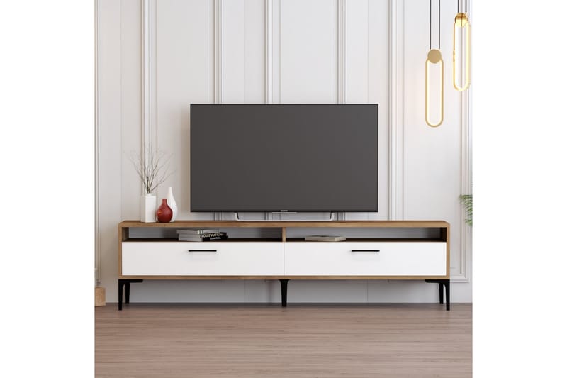 Brutorp Tv-taso 180 cm - Pähkinäpuu/Valkoinen - Huonekalut - TV- & Mediakalusteet - Tv taso & Mediataso