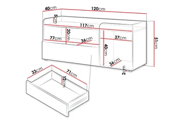 Buhan TV-taso 120 cm - Beige / Ruskea - Huonekalut - TV- & Mediakalusteet - Tv taso & Mediataso