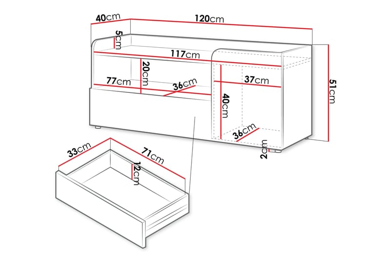 Buhan TV-taso 120 cm - Beige / Ruskea - Huonekalut - TV- & Mediakalusteet - Tv taso & Mediataso