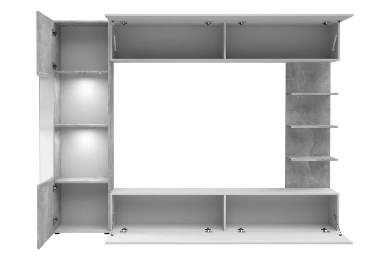 Bunda TV-huonekalusetti 250x30 cm - Harmaa / Valkoinen - Huonekalut - TV- & Mediakalusteet - TV-kalustepaketti