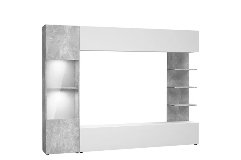 Bunda TV-huonekalusetti 250x30 cm - Harmaa / Valkoinen - Huonekalut - TV- & Mediakalusteet - TV-kalustepaketti