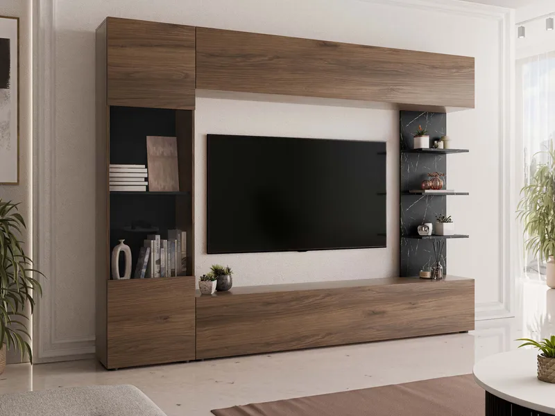 Bunda TV-seinäyksikkö 250 cm - ruskea - Huonekalut - TV- & Mediakalusteet - TV-kalustepaketti