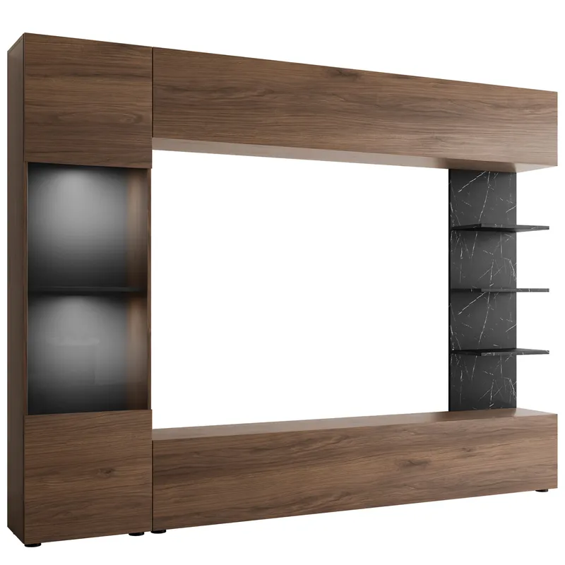 Bunda TV-seinäyksikkö LED-valaistuksella 250 cm, valkoinen