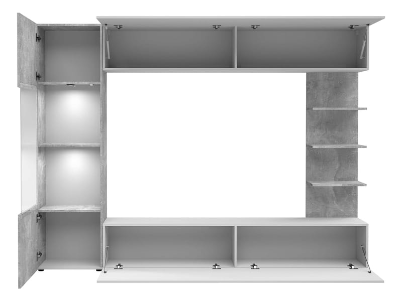 Bunda TV-seinäyksikkö LED-valaistuksella 250 cm - valkoinen - Huonekalut - TV- & Mediakalusteet - TV-kalustepaketti