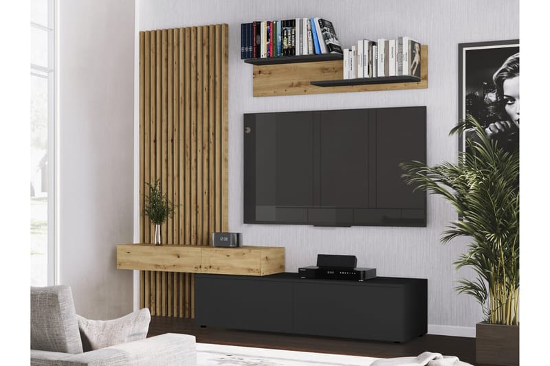 Bunkar TV-huonekalusetti 210x43 cm - Ruskea / Musta - Huonekalut - TV- & Mediakalusteet - TV-kalustepaketti