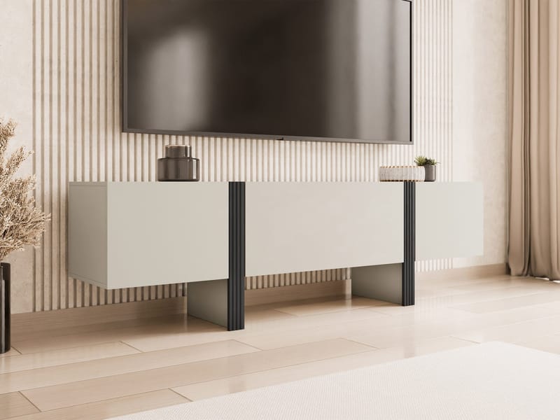 Calvenn lattialla seisova tv-taso 200 cm säilytyksellä maalattu puu - Beige - Huonekalut - TV- & Mediakalusteet - Tv taso & Mediataso