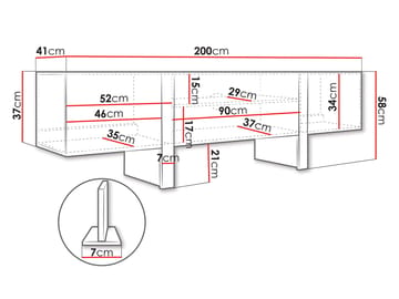 Calvenn lattialla seisova tv-taso 200 cm säilytyksellä maalattu puu - Beige - Huonekalut - TV- & Mediakalusteet - Tv taso & Mediataso