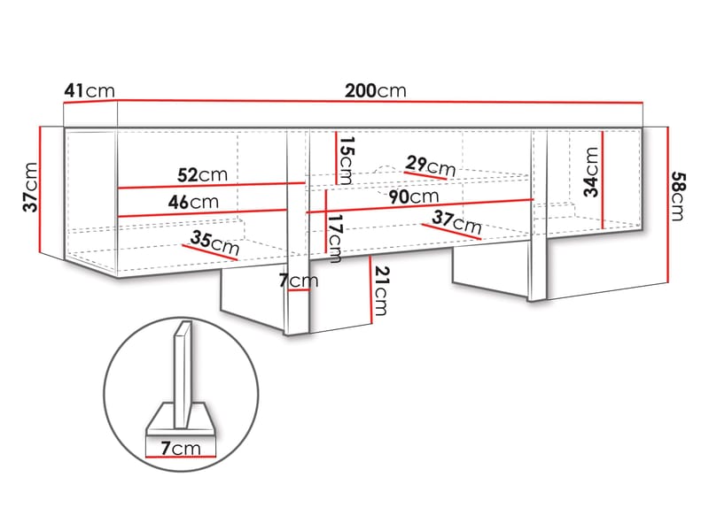 Calvenn TV-taso 200 cm - Huonekalut - TV- & Mediakalusteet - TV-kaappi