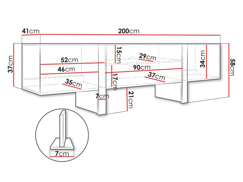 Calvenn TV-taso 200 cm - Huonekalut - TV- & Mediakalusteet - TV-kaappi