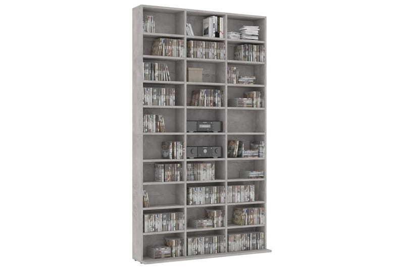 CD-hylly betoninharmaa 102x16x177,5 cm lastulevy - Huonekalut - TV- & Mediakalusteet - CD-hylly & DVD-hylly