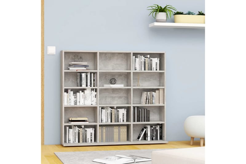CD-hylly betoninharmaa 102x16x89,5 cm lastulevy - Huonekalut - TV- & Mediakalusteet - CD-hylly & DVD-hylly