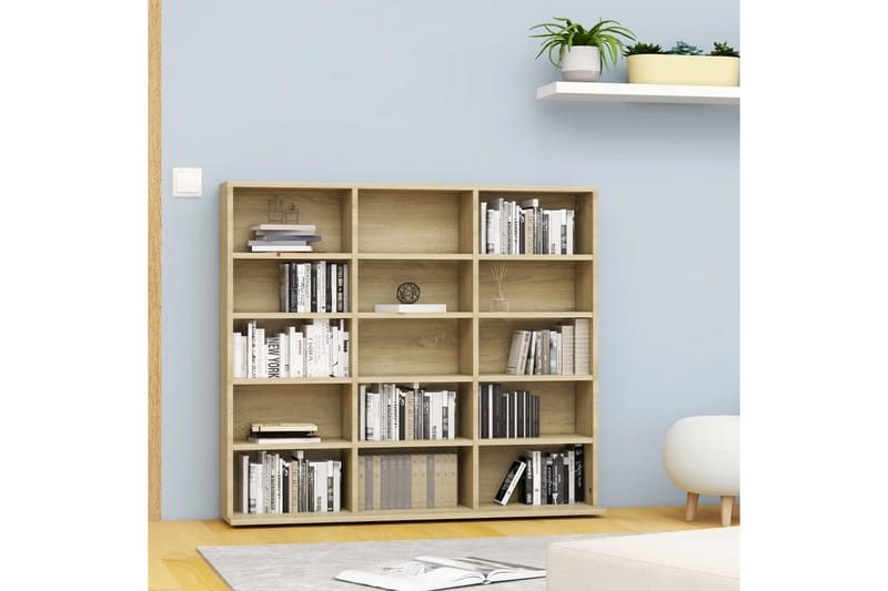 CD-hylly Sonoma-tammi 102x16x89,5 cm lastulevy - Huonekalut - TV- & Mediakalusteet - CD-hylly & DVD-hylly