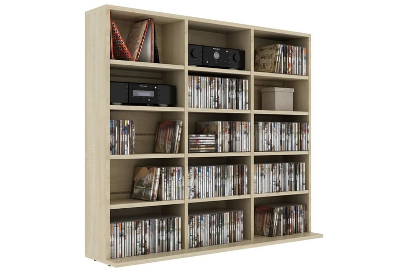 CD-hylly Sonoma-tammi 102x16x89,5 cm lastulevy - Huonekalut - TV- & Mediakalusteet - CD-hylly & DVD-hylly