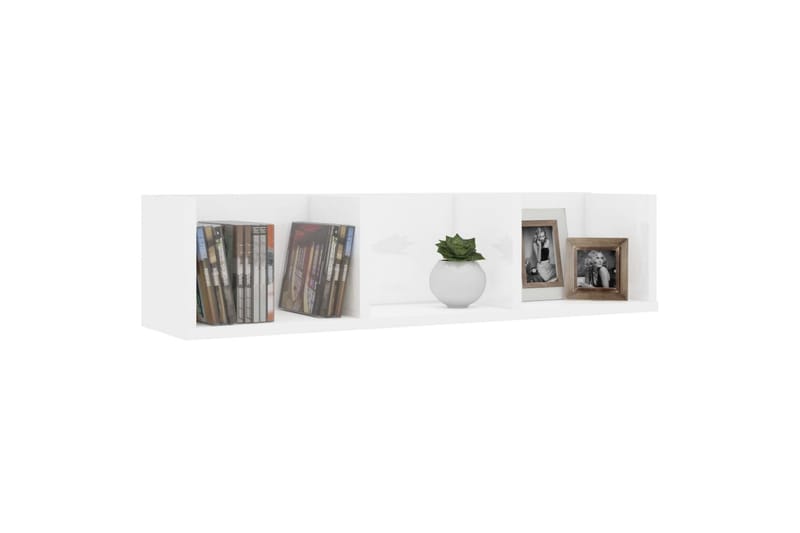 CD-seinähylly korkeakiilto valkoinen 75x18x18 cm lastulevy - Valkoinen - Huonekalut - TV- & Mediakalusteet - CD-hylly & DVD-hylly