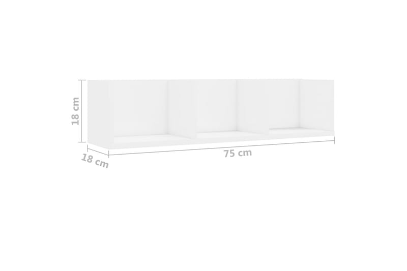 CD-seinähylly korkeakiilto valkoinen 75x18x18 cm lastulevy - Valkoinen - Huonekalut - TV- & Mediakalusteet - CD-hylly & DVD-hylly