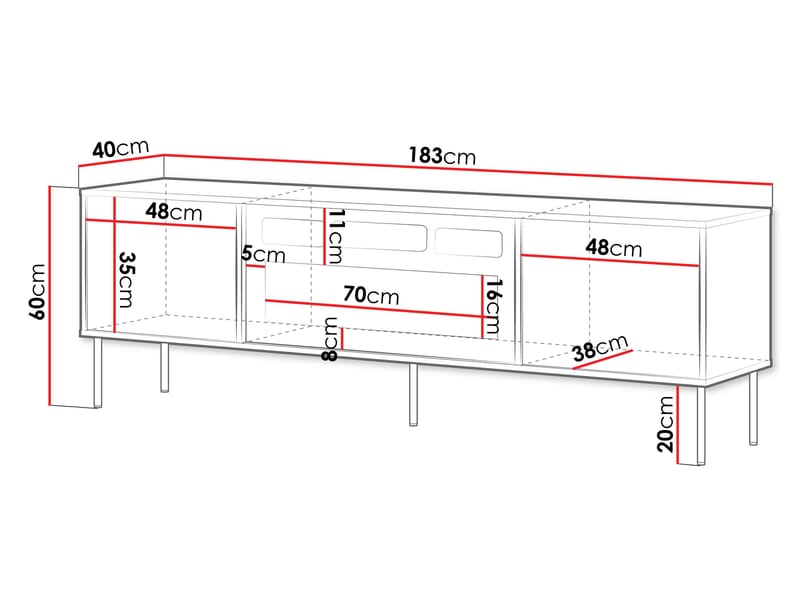 Claven-tv-taso 183 cm - ruskea - Huonekalut - TV- & Mediakalusteet - Tv taso & Mediataso