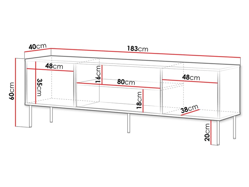 Claven-tv-taso 183 cm - ruskea - Huonekalut - TV- & Mediakalusteet - Tv taso & Mediataso