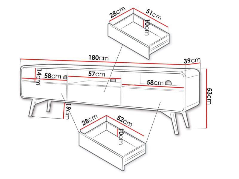 Corvan TV-taso 180 cm - Huonekalut - TV- & Mediakalusteet - TV-kaappi
