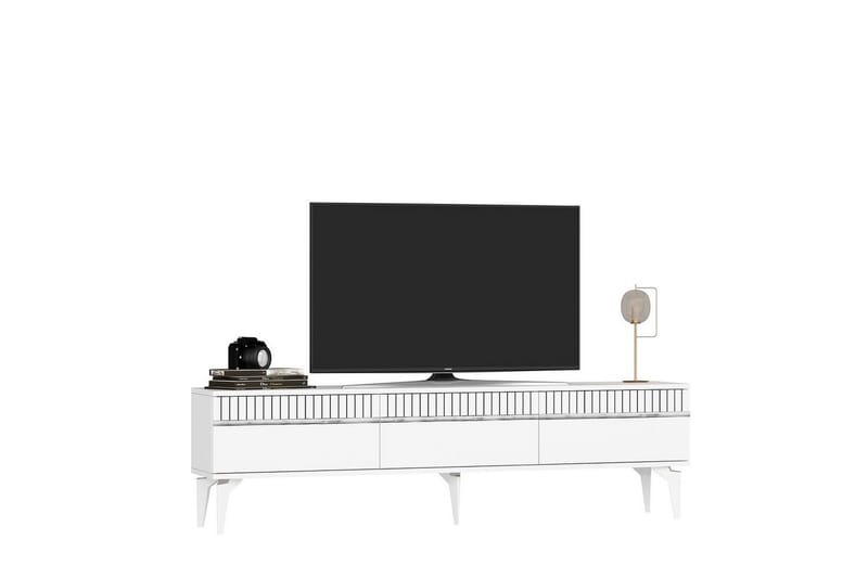 Defneia TV-taso 180 cm - Valkoinen/Hopea - Huonekalut - TV- & Mediakalusteet - Tv taso & Mediataso
