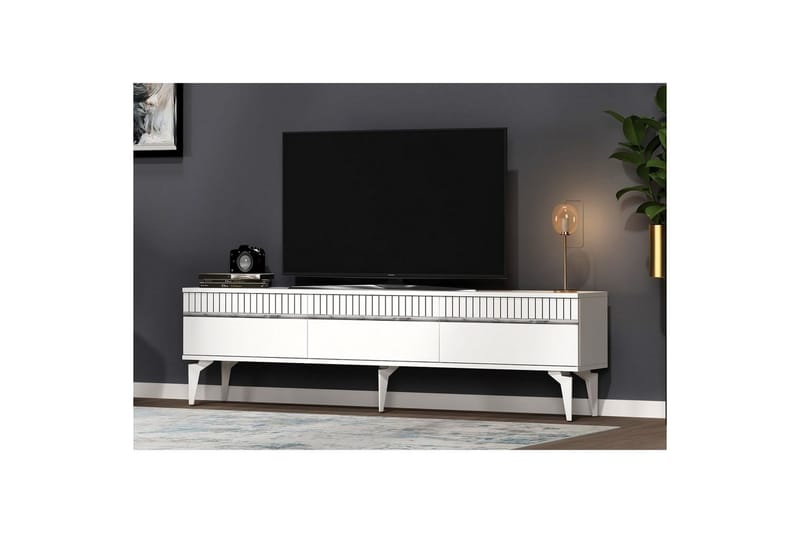 Defneia TV-taso 180 cm - Valkoinen/Hopea - Huonekalut - TV- & Mediakalusteet - Tv taso & Mediataso