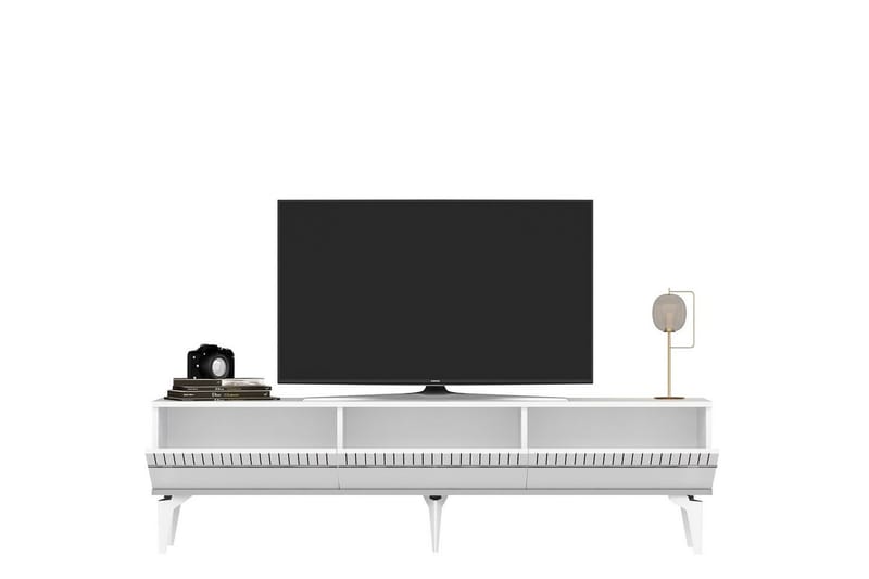Defneia TV-taso 180 cm - Valkoinen/Hopea - Huonekalut - TV- & Mediakalusteet - Tv taso & Mediataso