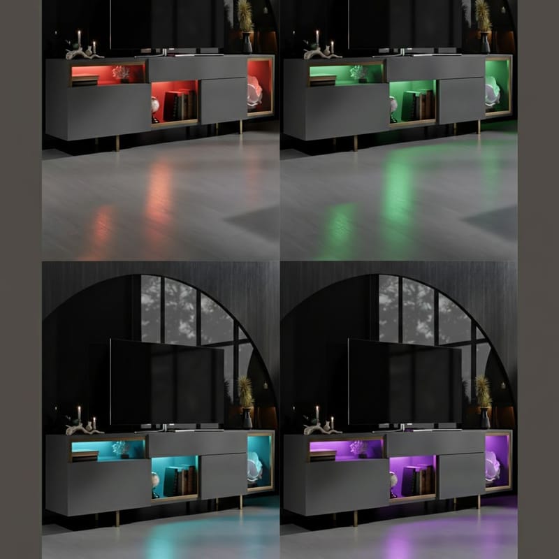 Denvar TV-taso 180x55x32 cm - antrasiitti ja kulta - Huonekalut - TV- & Mediakalusteet - Tv taso & Mediataso