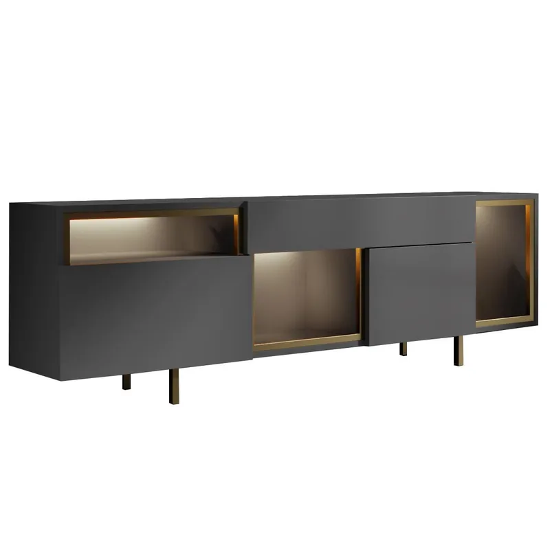 Denvar TV-taso 180x55x32 cm - antrasiitti ja kulta - Huonekalut - TV- & Mediakalusteet - Tv taso & Mediataso