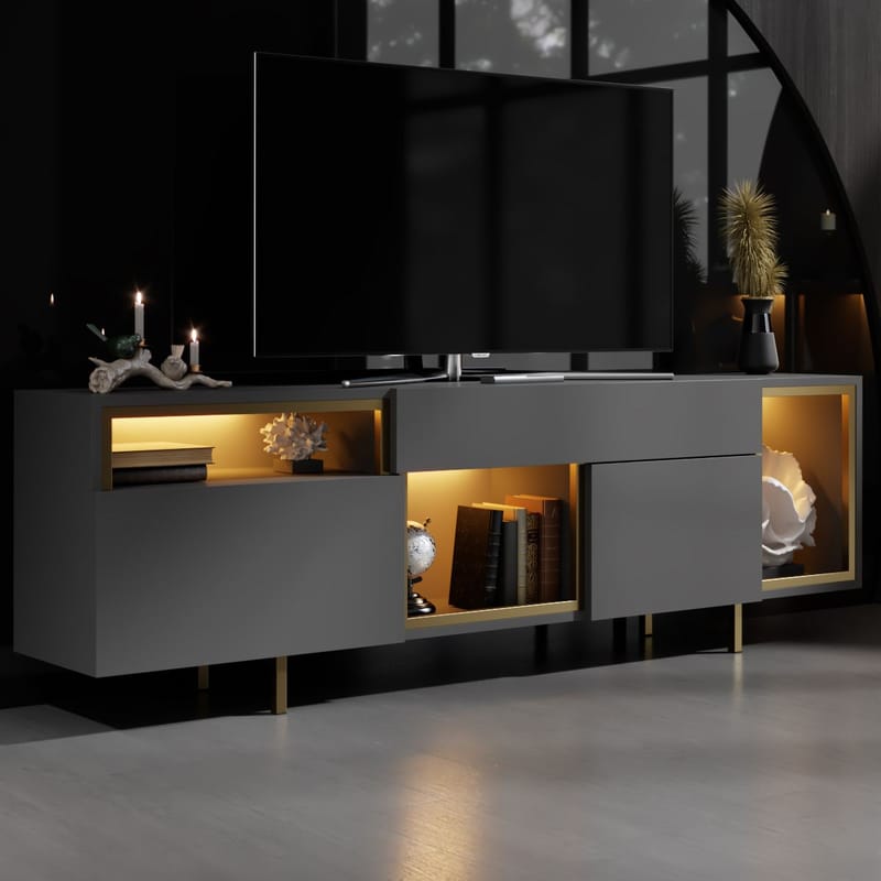 Denvar TV-taso 180x55x32 cm - antrasiitti ja kulta - Huonekalut - TV- & Mediakalusteet - Tv taso & Mediataso