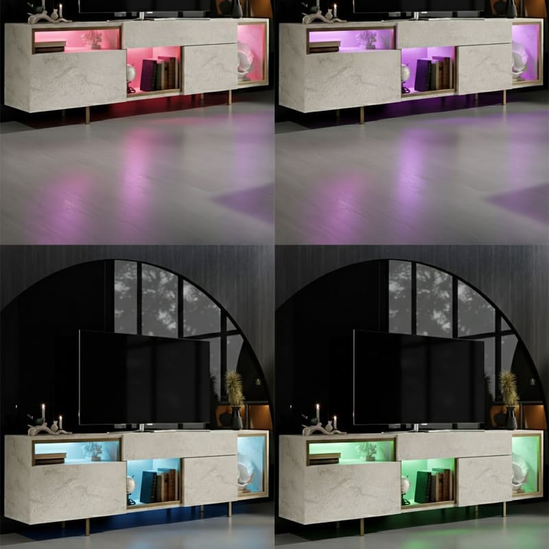 Denvar TV-taso 180x55x32 cm - travertiini ja kulta - Huonekalut - TV- & Mediakalusteet - Tv taso & Mediataso