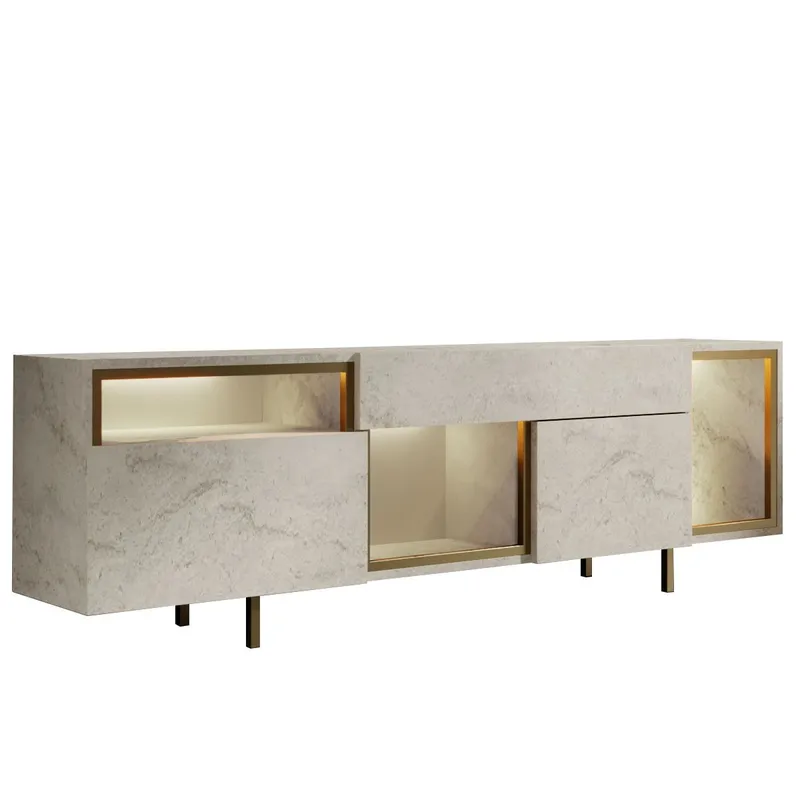Denvar TV-taso 180x55x32 cm, travertiini ja kulta