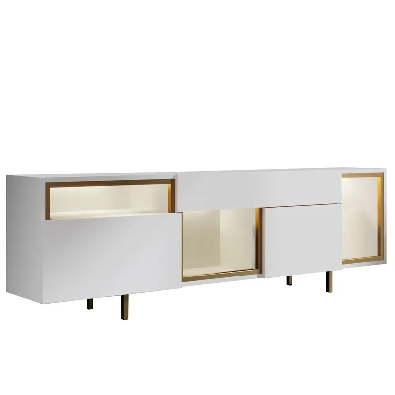 Denvar TV-taso 180x55x32 cm, valkoinen/kulta