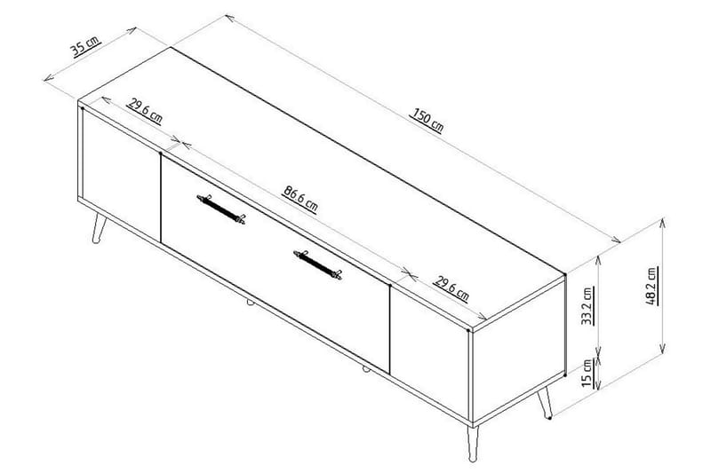 Detas Tv-taso 150 cm - Pähkinäpuu/Hopea - Huonekalut - TV- & Mediakalusteet - Tv taso & Mediataso