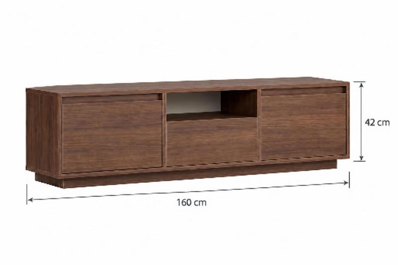 Domar-TV-taso säilytystilalla, 160 cm - Pähkinäpuu - Huonekalut - TV- & Mediakalusteet - Tv taso & Mediataso