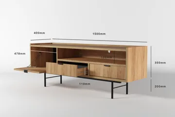 Dravo TV-taso 150 cm - Luonnonhikkori - Huonekalut - TV- & Mediakalusteet - Tv taso & Mediataso