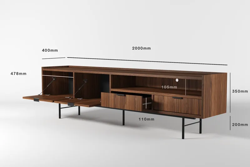 Dravo TV-taso 200 cm - Warmia-pähkinä - Huonekalut - TV- & Mediakalusteet - Tv taso & Mediataso