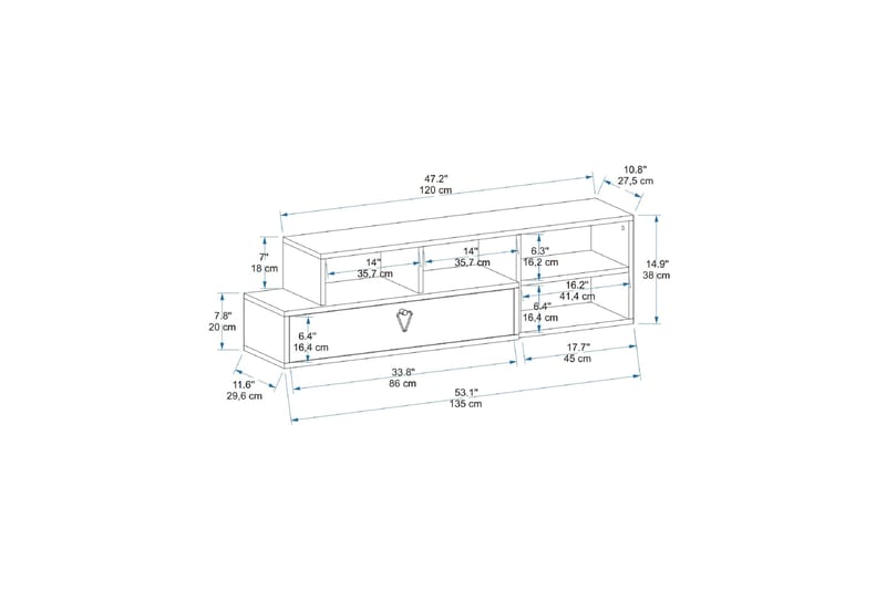 Durusu Tv-taso 120 cm - Vaaleanruskea/Antrasiitti - Huonekalut - TV- & Mediakalusteet - Tv taso & Mediataso