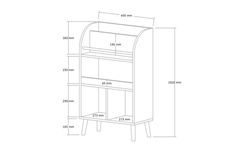 Elyric Kirjahylly 60 cm - Valkoinen - Säilytys - Hylly - Kirjahylly