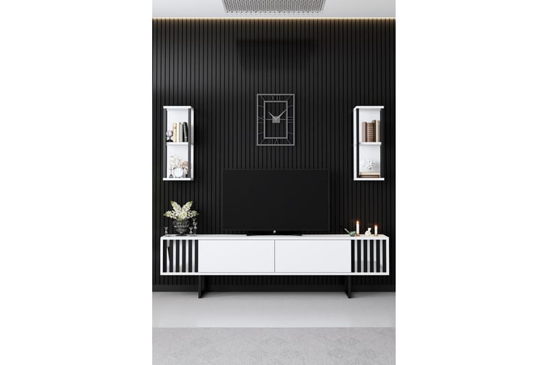 Erdem Tv-taso 180 cm - Valkoinen/Musta - Huonekalut - TV- & Mediakalusteet - Tv taso & Mediataso